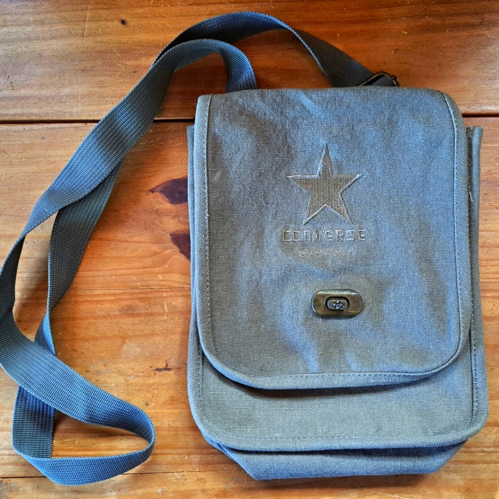 Converse Shoulder Bag, Unisex, Vintage Military Inspired, Khaki Green